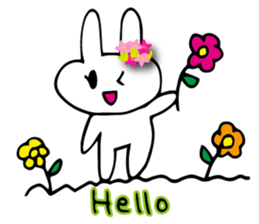 Flower bunny English version sticker #8740118