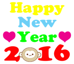 A Happy New Year 2016 with Monkey sticker #8777378