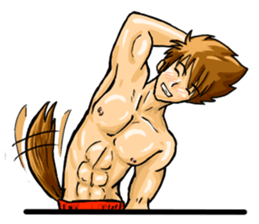 Strongman with friends cosplay party sticker #8779300