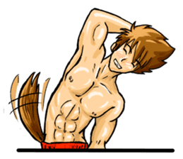 Strongman with friends cosplay party sticker #8779300