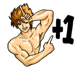 Strongman with friends cosplay party sticker #8779304