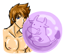 Strongman with friends cosplay party sticker #8779307