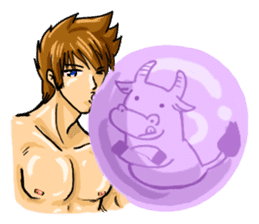 Strongman with friends cosplay party sticker #8779307