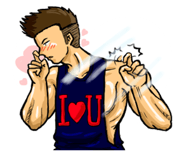 Strongman with friends cosplay party sticker #8779326