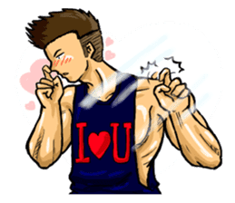 Strongman with friends cosplay party sticker #8779326