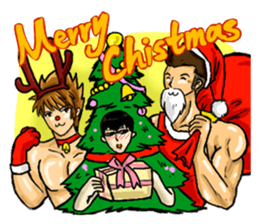 Strongman with friends cosplay party sticker #8779334