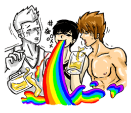 Strongman with friends cosplay party sticker #8779337