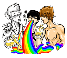 Strongman with friends cosplay party sticker #8779337