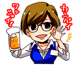 A female office drinking worker idol sticker #8780019