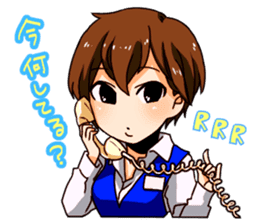 A female office drinking worker idol sticker #8780025