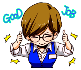 A female office drinking worker idol sticker #8780037