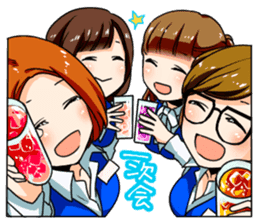 A female office drinking worker idol sticker #8780052