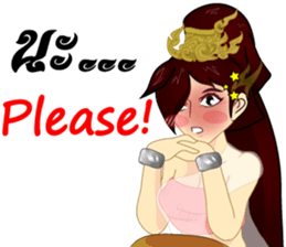 Lai Kanok Cartoon Lady v. thai/eng sticker #8782302