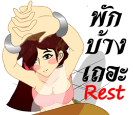 Lai Kanok Cartoon Lady v. thai/eng sticker #8782311
