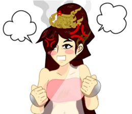 Lai Kanok Cartoon Lady v. thai/eng sticker #8782321