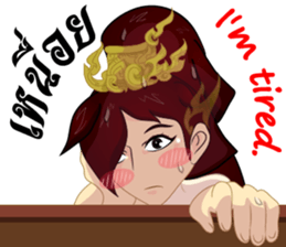 Lai Kanok Cartoon Lady v. thai/eng sticker #8782329