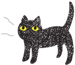 Black cat art sticker #8790988