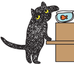 Black cat art sticker #8790989
