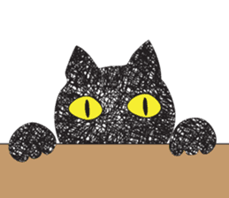 Black cat art sticker #8790993