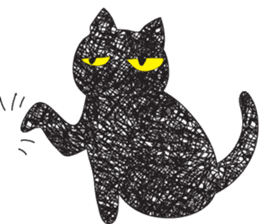 Black cat art sticker #8790998