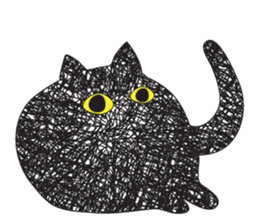 Black cat art sticker #8791000