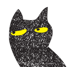 Black cat art sticker #8791001
