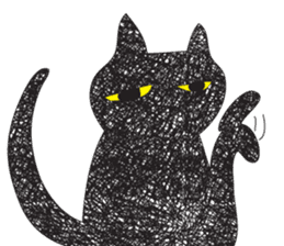Black cat art sticker #8791002