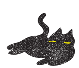 Black cat art sticker #8791004