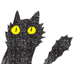 Black cat art sticker #8791005