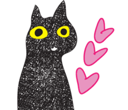 Black cat art sticker #8791018