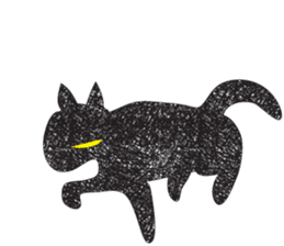 Black cat art sticker #8791020