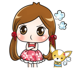 Sulky girl with dog 2 (Chinese) sticker #8805548