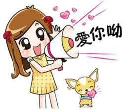 Sulky girl with dog 2 (Chinese) sticker #8805553