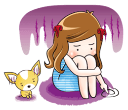 Sulky girl with dog 2 (Chinese) sticker #8805557