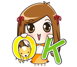 Sulky girl with dog 2 (Chinese) sticker #8805559
