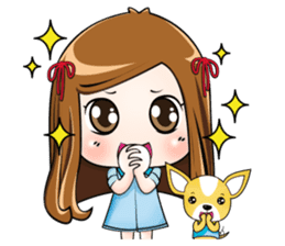 Sulky girl with dog 2 (Chinese) sticker #8805574