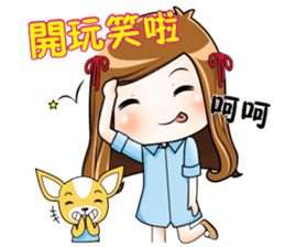 Sulky girl with dog 2 (Chinese) sticker #8805575