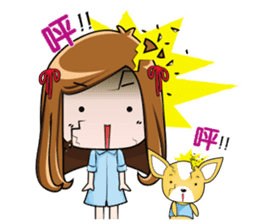 Sulky girl with dog 2 (Chinese) sticker #8805576