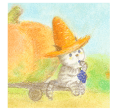 The cat which put on a straw hat English sticker #8815886