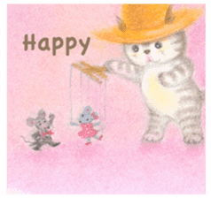 The cat which put on a straw hat English sticker #8815890