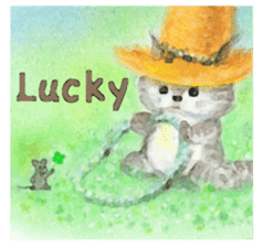 The cat which put on a straw hat English sticker #8815892