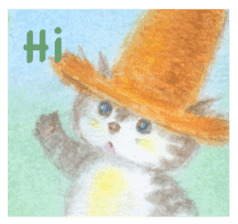 The cat which put on a straw hat English sticker #8815900
