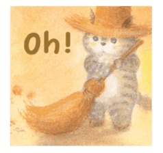 The cat which put on a straw hat English sticker #8815912