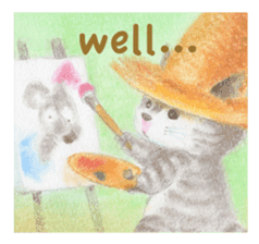 The cat which put on a straw hat English sticker #8815921