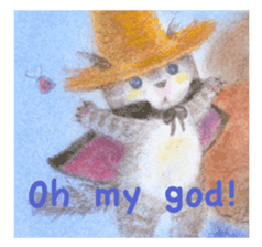 The cat which put on a straw hat English sticker #8815923