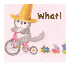 The cat which put on a straw hat English sticker #8815924