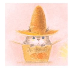 The cat which put on a straw hat English sticker #8815933