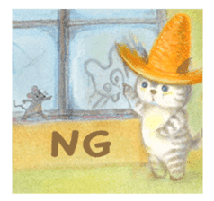 The cat which put on a straw hat English sticker #8815936