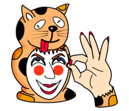 Fanny who put on a whole wear of a cat. sticker #8835845