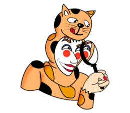 Fanny who put on a whole wear of a cat. sticker #8835854